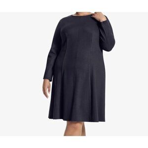 MM Lafleur Ellis Dress Textured Ponte Dark Blue Size 3X  Long Sleeve NWT